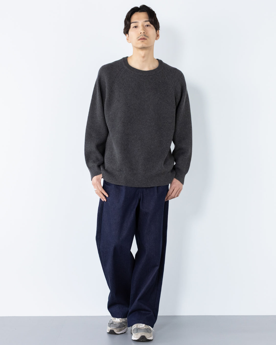 Wool Mixed Crewneck Knit -dark gray-