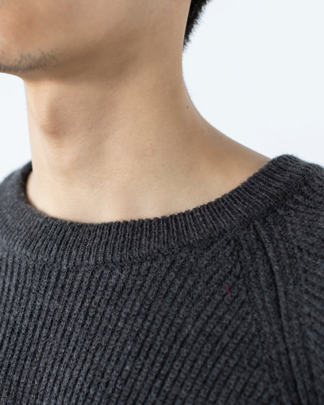 Wool Mixed Crewneck Knit -dark gray-