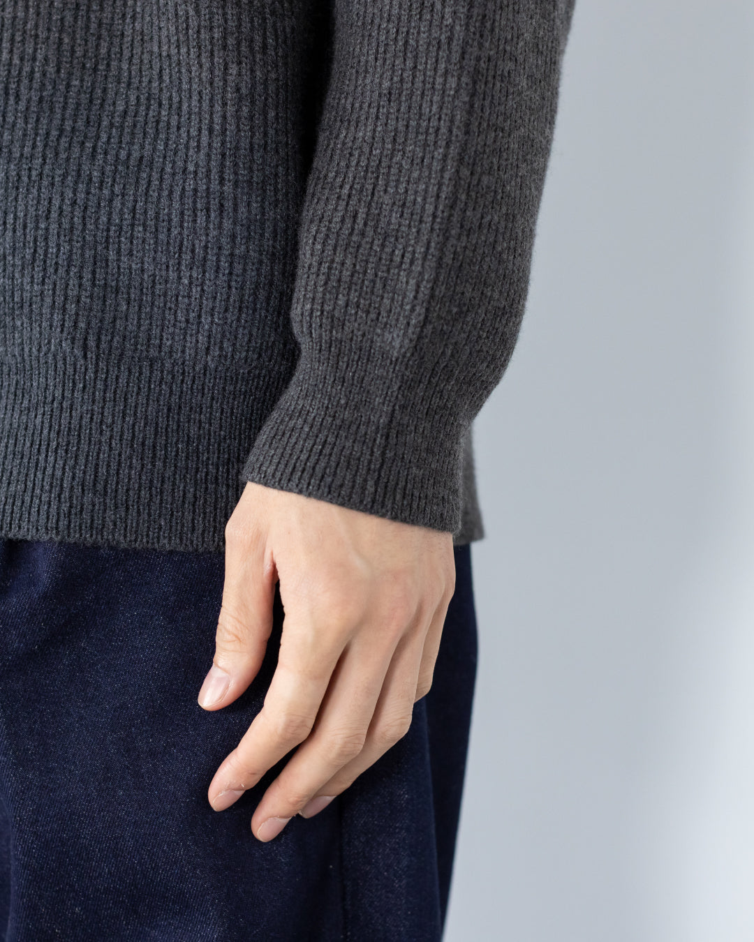 Wool Mixed Crewneck Knit -dark gray-