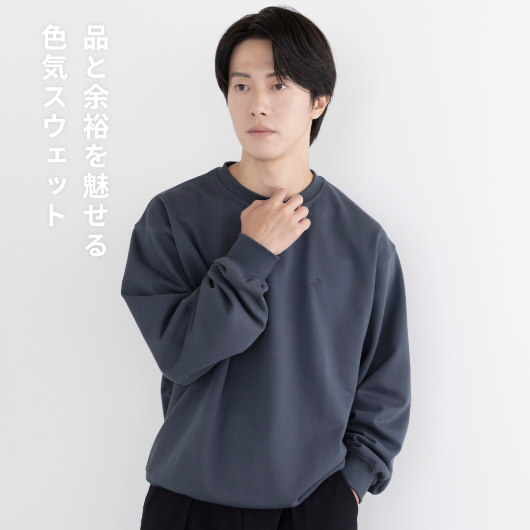Crewneck Sweat Shirts -blue gray-