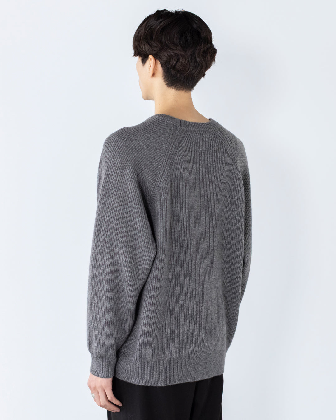 Wool Mixed Crewneck Knit -gray-