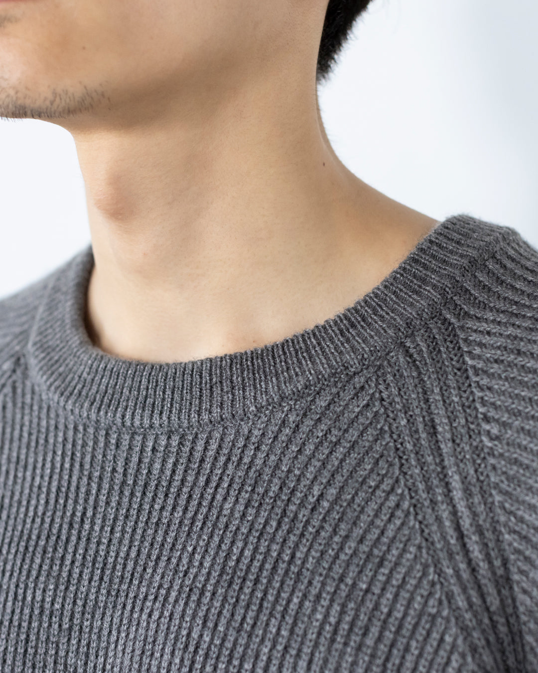 Wool Mixed Crewneck Knit -gray-