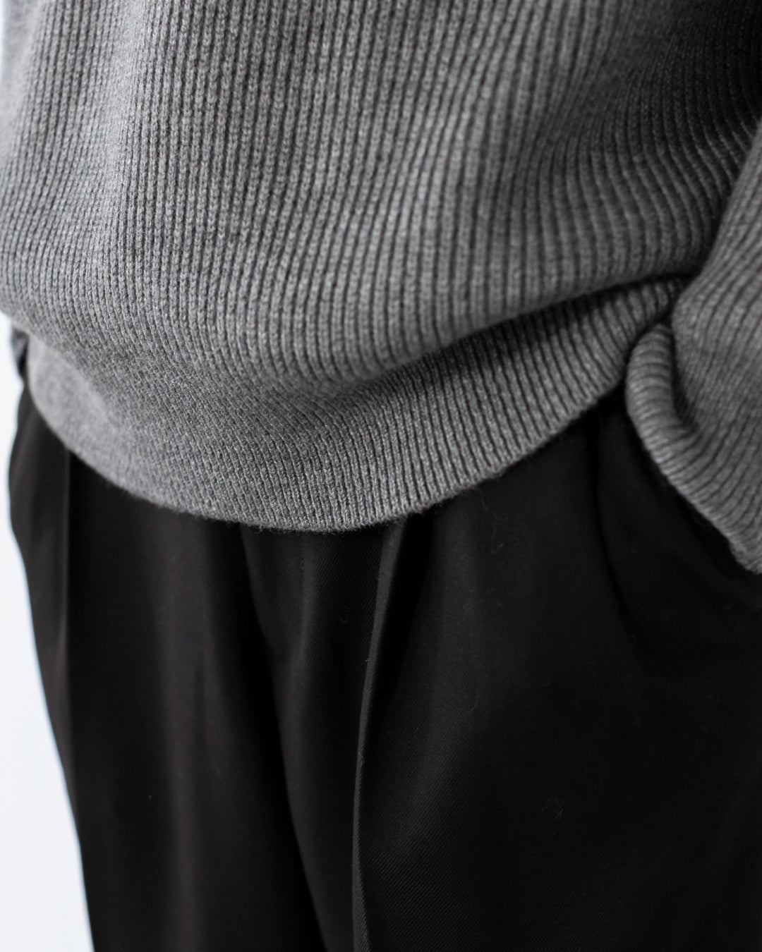 Wool Mixed Crewneck Knit -gray-