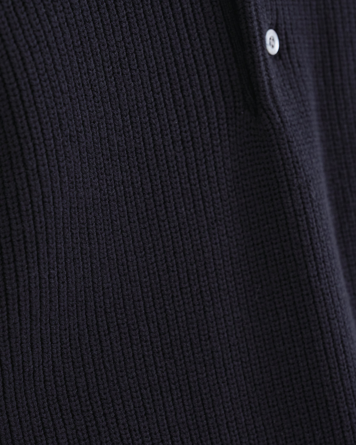 Wide Rib Henley Neck Knit -navy-