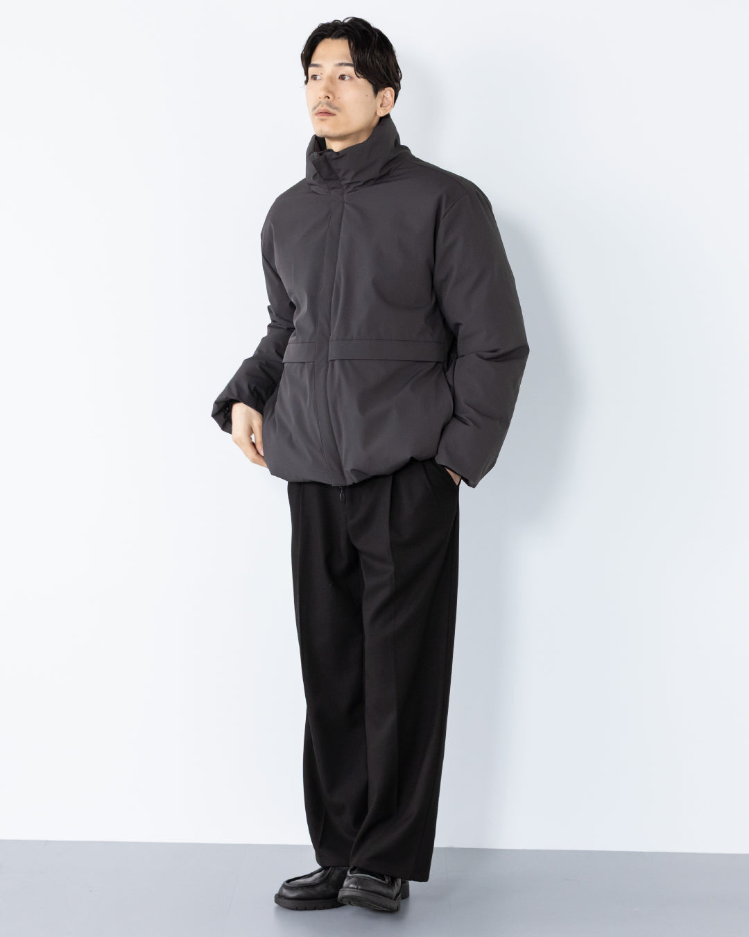 Washable Padded Blouson -black-