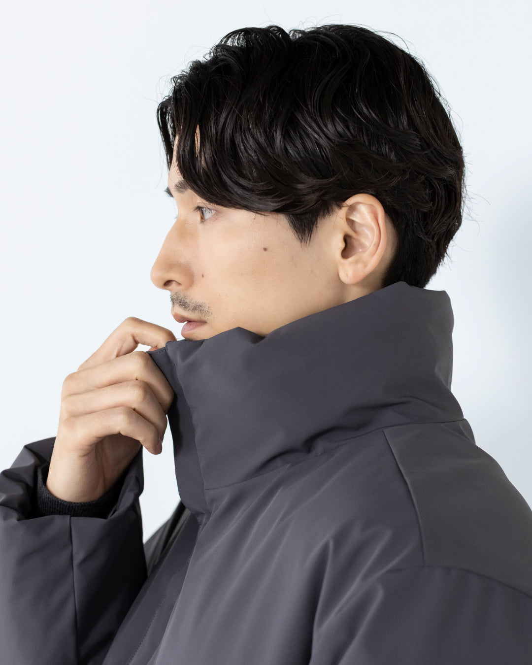 Washable Padded Blouson -gray-