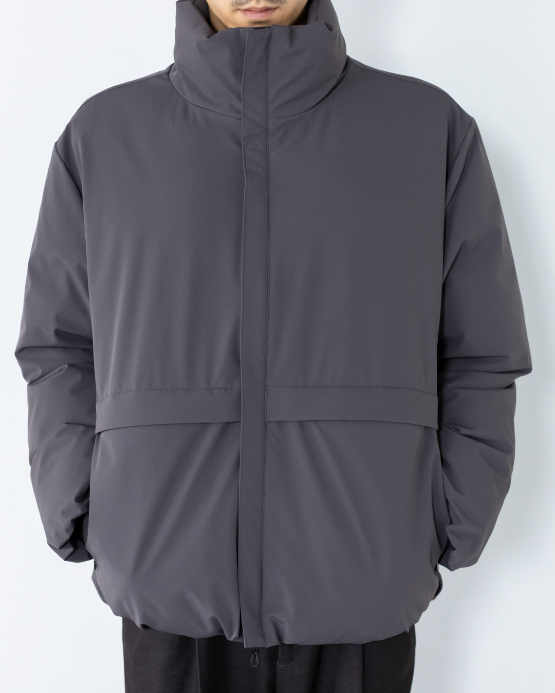 Washable Padded Blouson -gray-