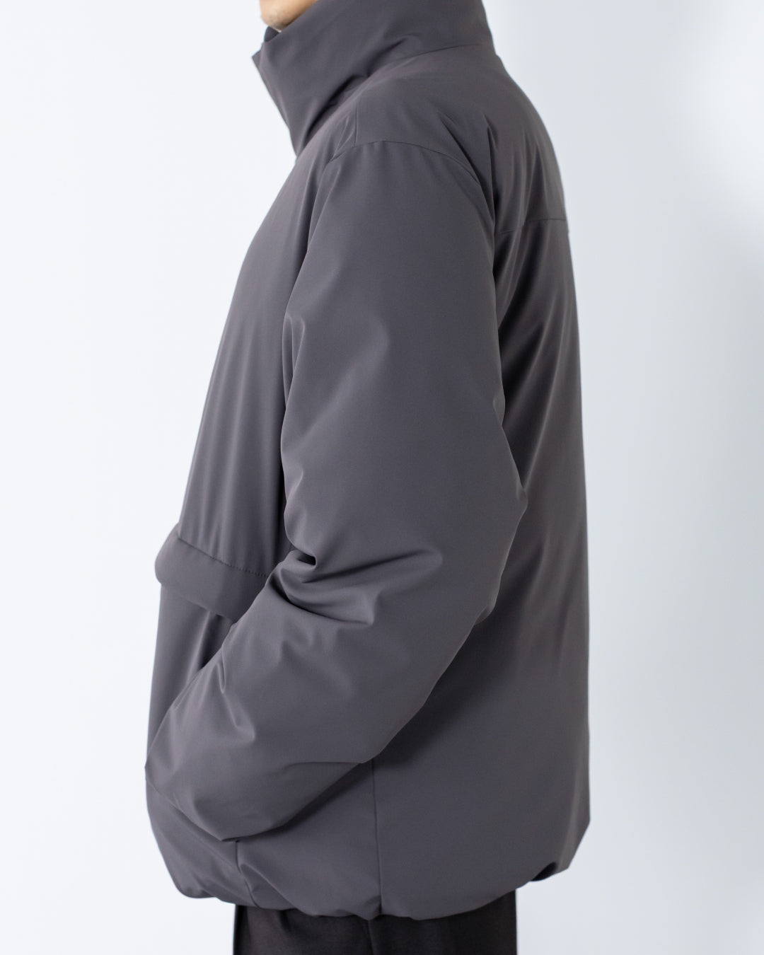 Washable Padded Blouson -gray-