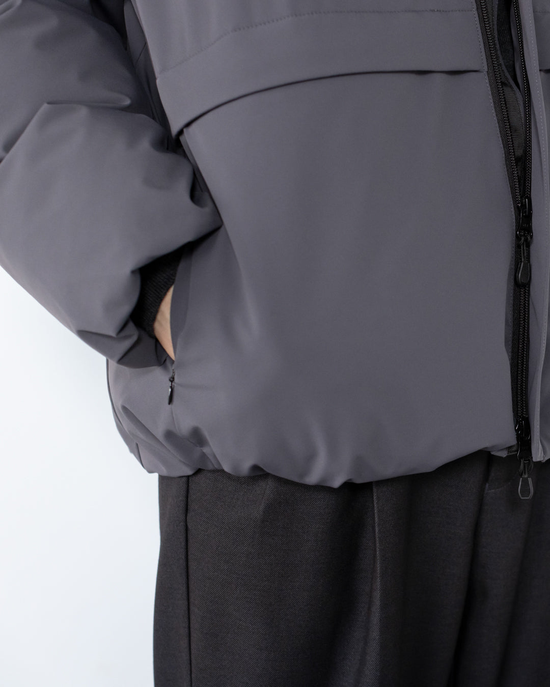 Washable Padded Blouson -gray-