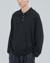 Wholegarment L/S Knit Polo -black-