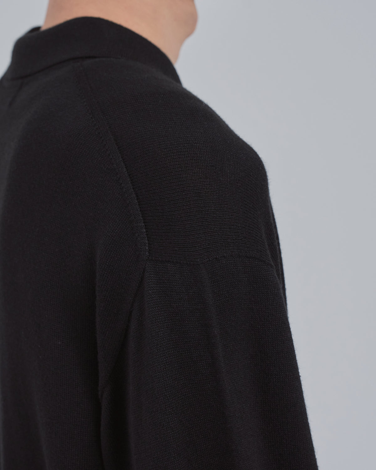 Wholegarment L/S Knit Polo -black-