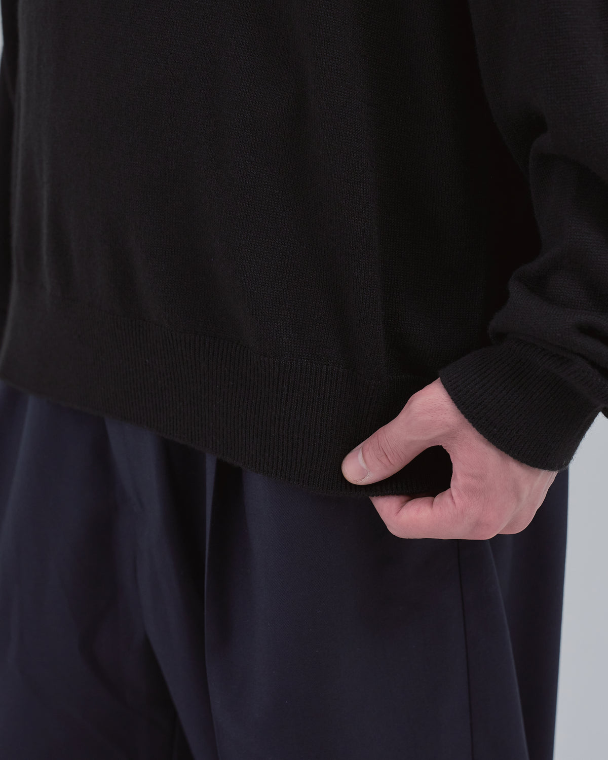 Wholegarment L/S Knit Polo -black-