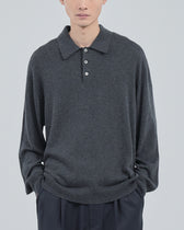 Wholegarment L/S Knit Polo -charcoal-