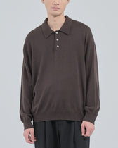 Wholegarment L/S Knit Polo -brown-