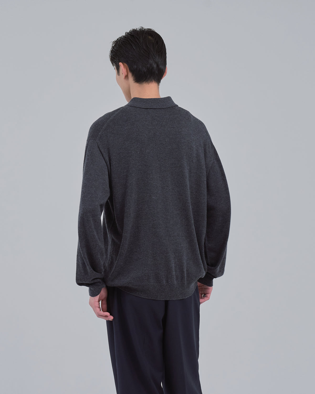 Wholegarment L/S Knit Polo -charcoal-（11）