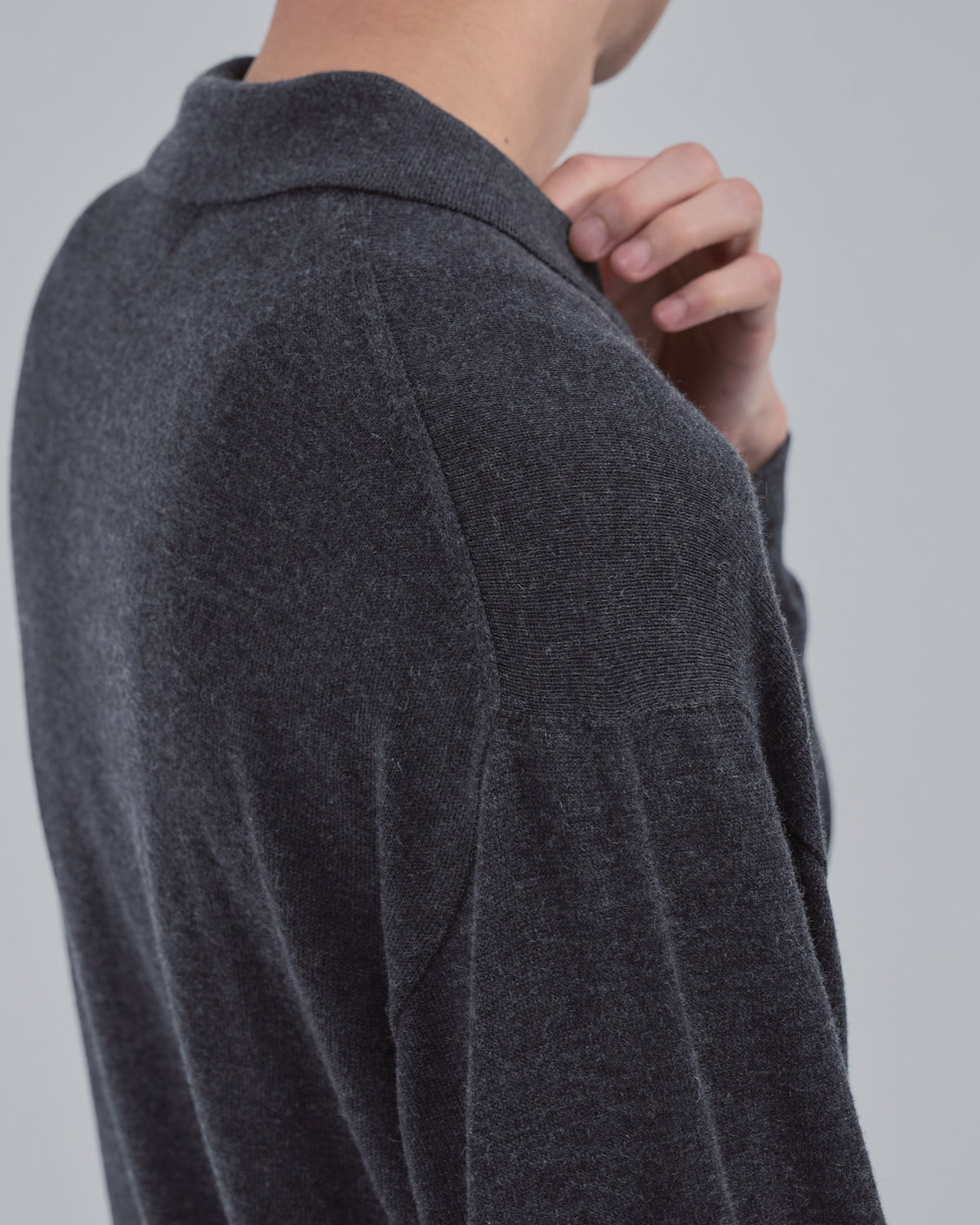Wholegarment L/S Knit Polo -charcoal-（5）