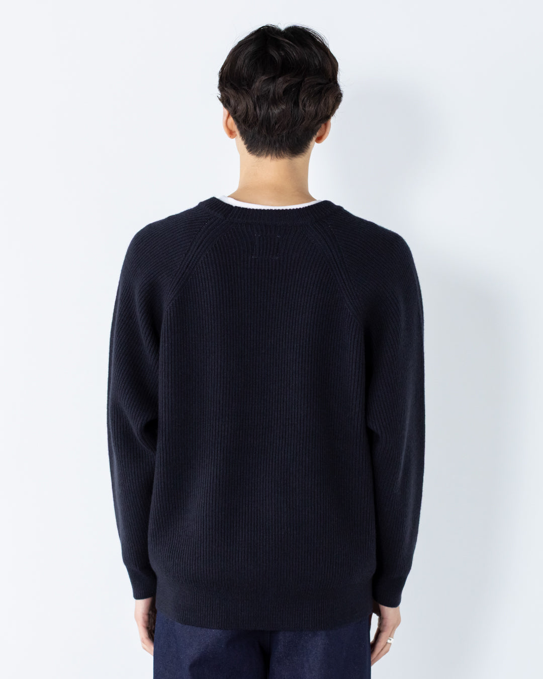 Wool Mixed Crewneck Knit -navy-