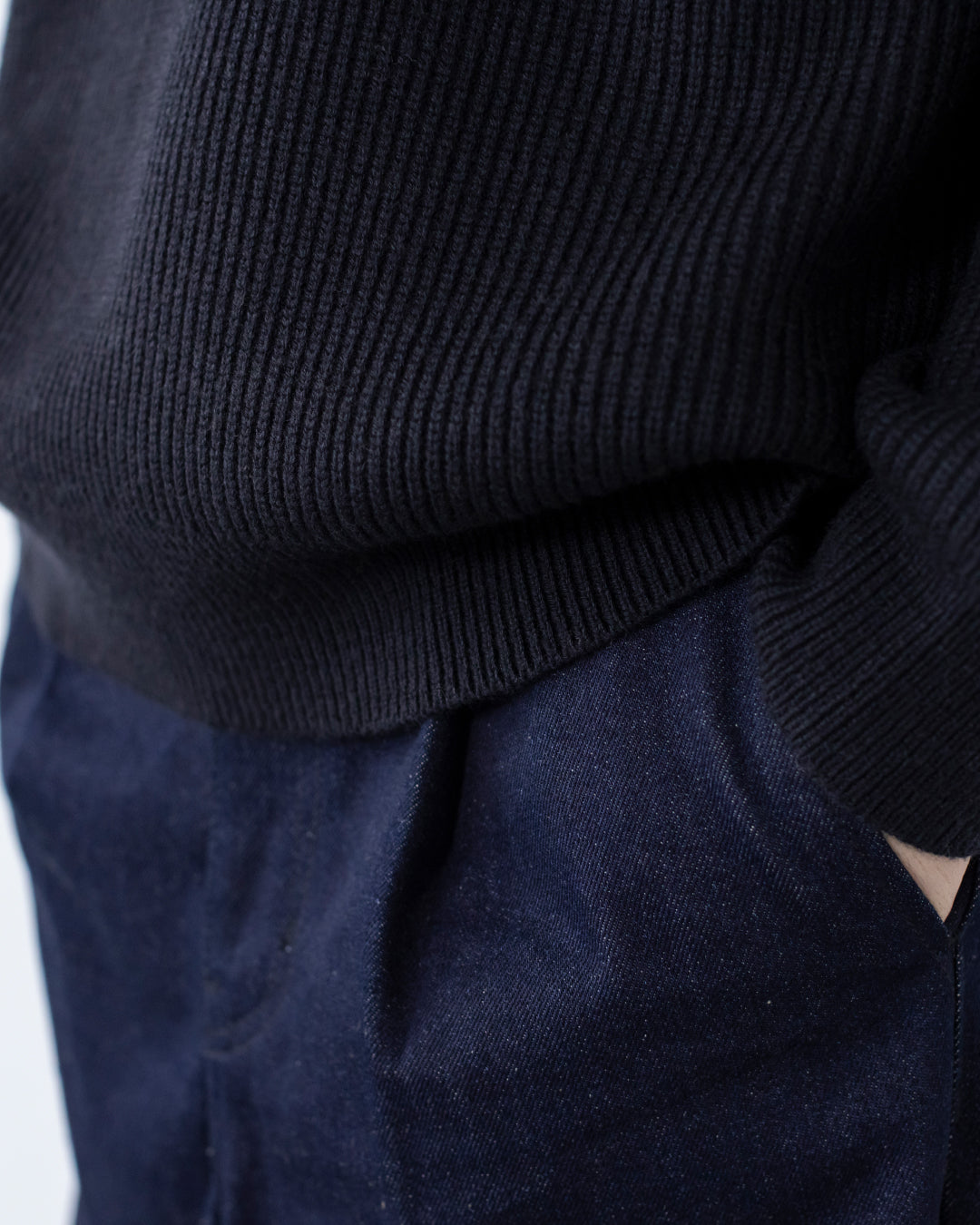 Wool Mixed Crewneck Knit -navy-