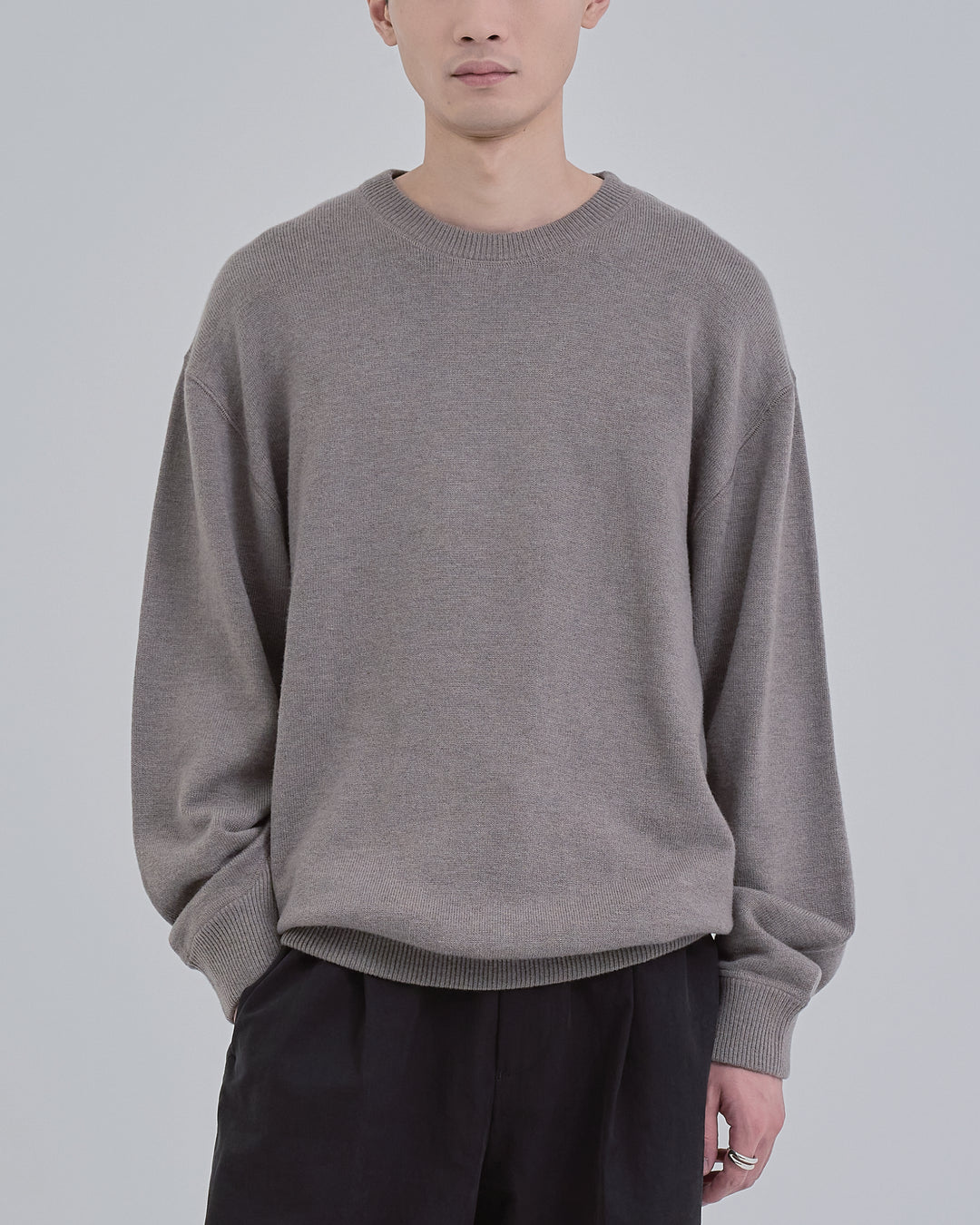 Sweat Touch Crew Neck Knit -ivory-
