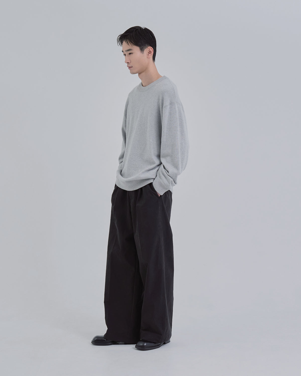Sweat Touch Crew Neck Knit -light gray-（2）