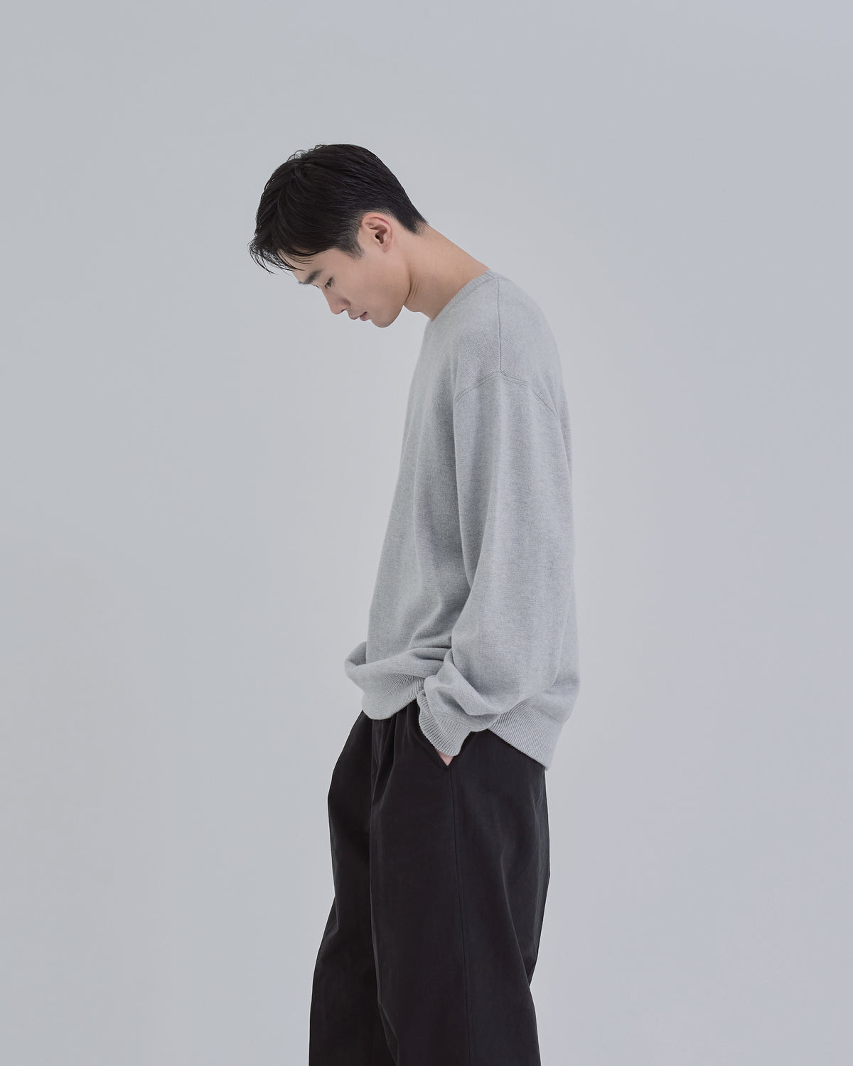 Sweat Touch Crew Neck Knit -light gray-（5）