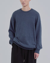 Sweat Touch Crew Neck Knit -blue-