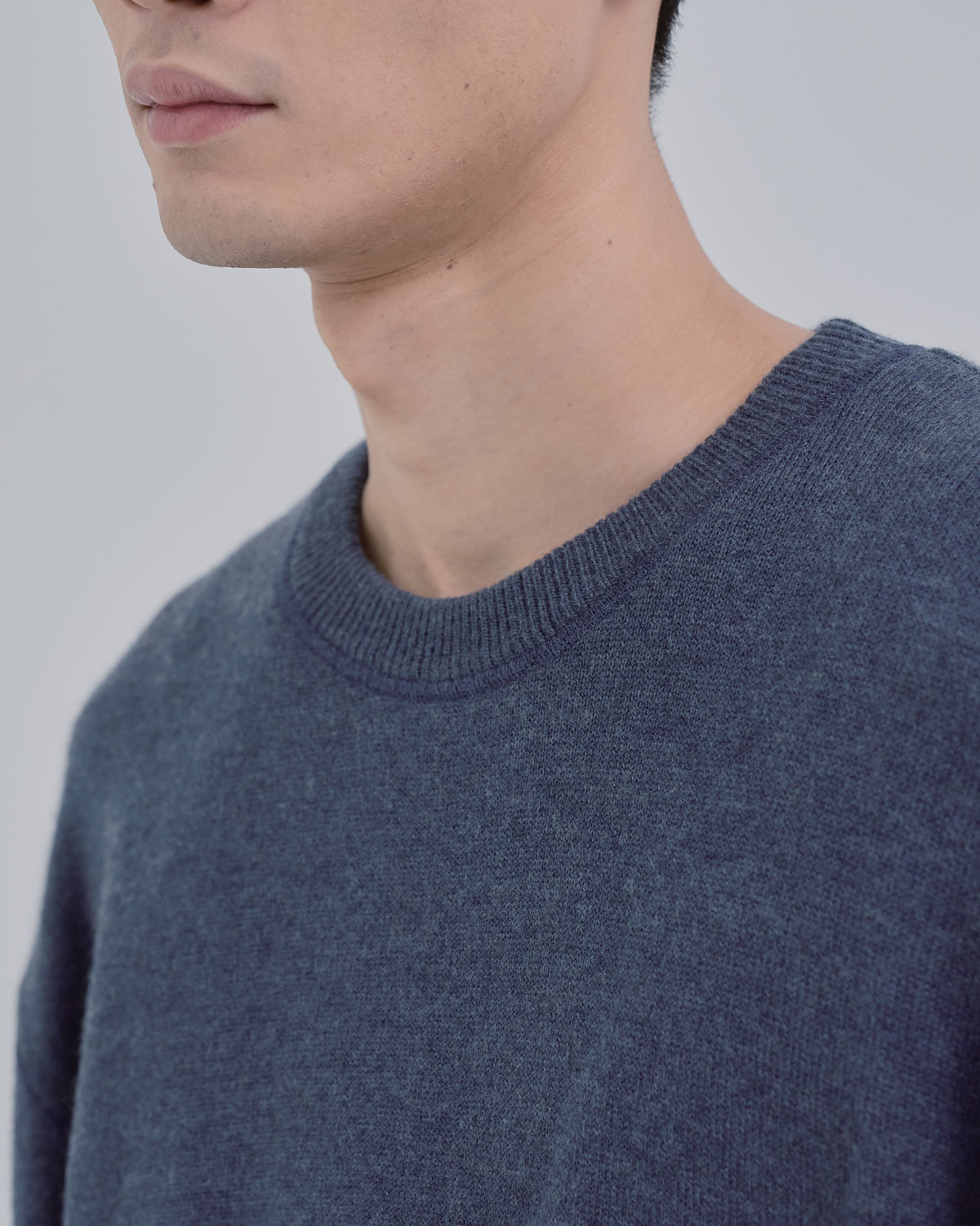 Sweat Touch Crew Neck Knit -blue-（2）