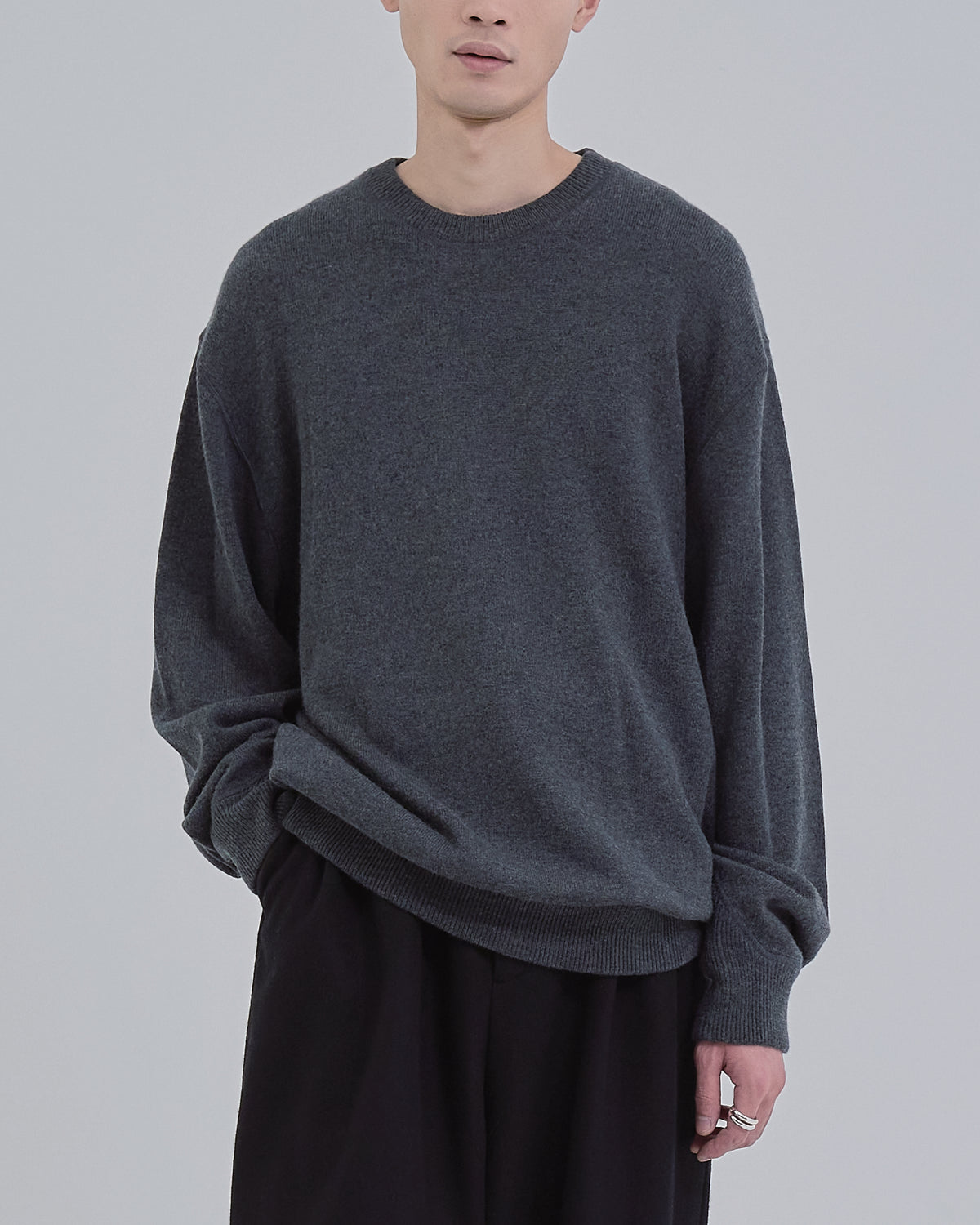Sweat Touch Crew Neck Knit -gray-