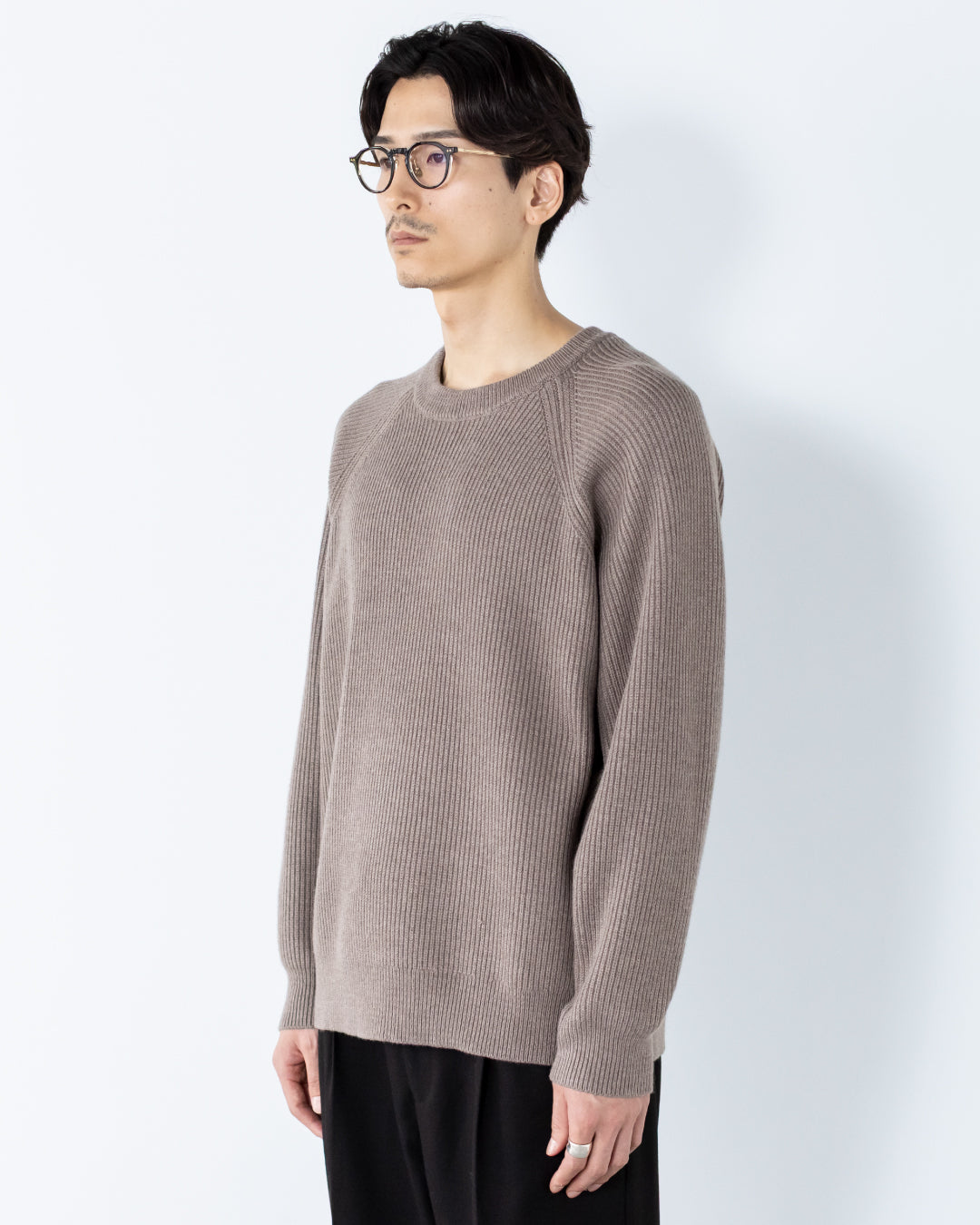 Wool Mixed Crewneck Knit -greige-