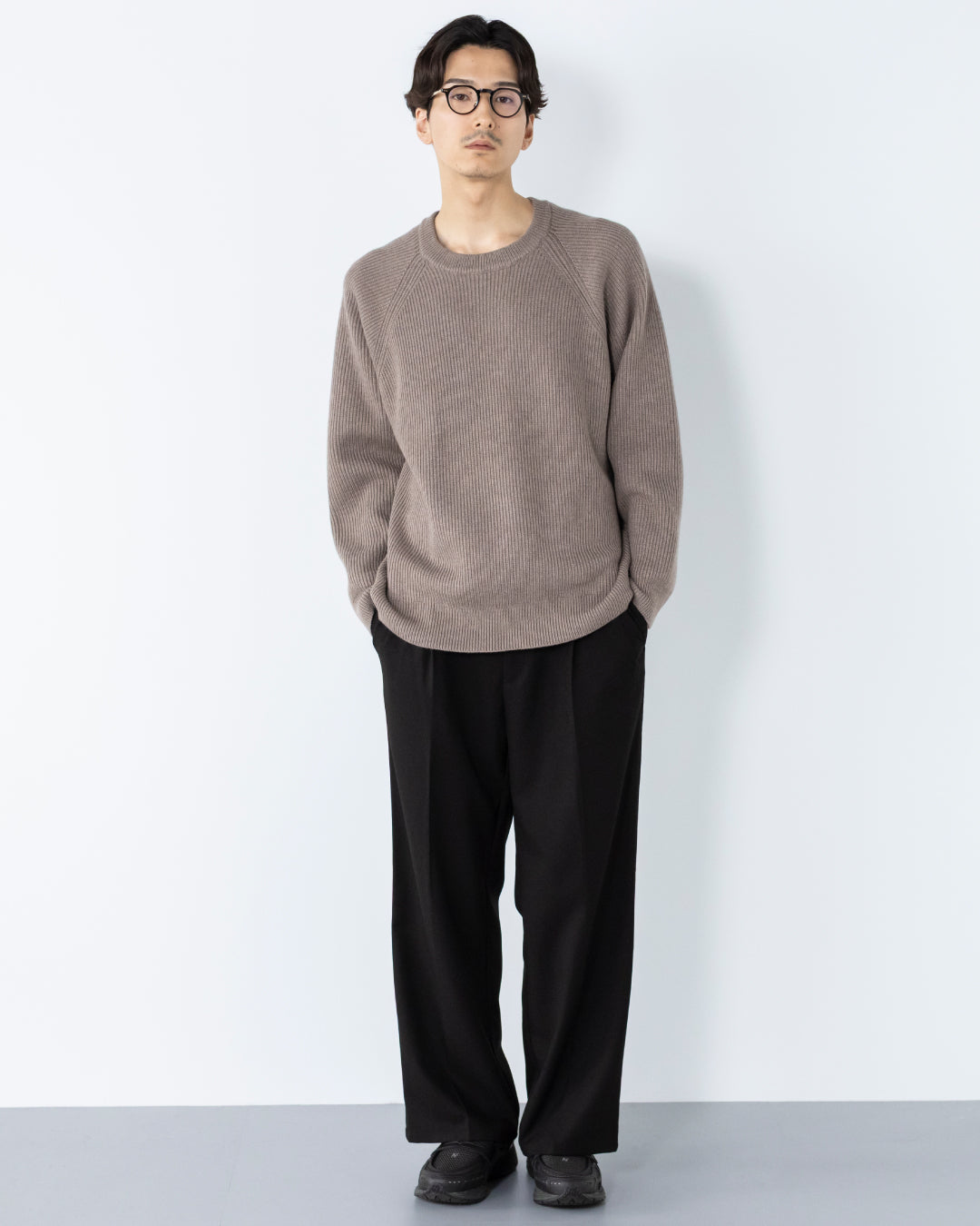 Wool Mixed Crewneck Knit -greige-