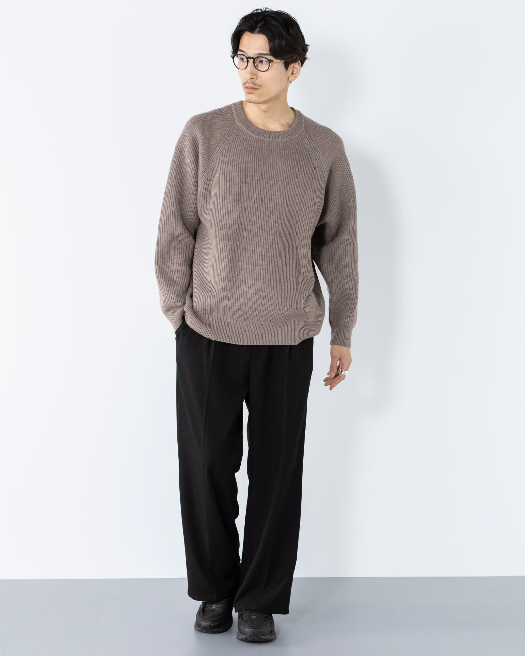 Wool Mixed Crewneck Knit -greige-