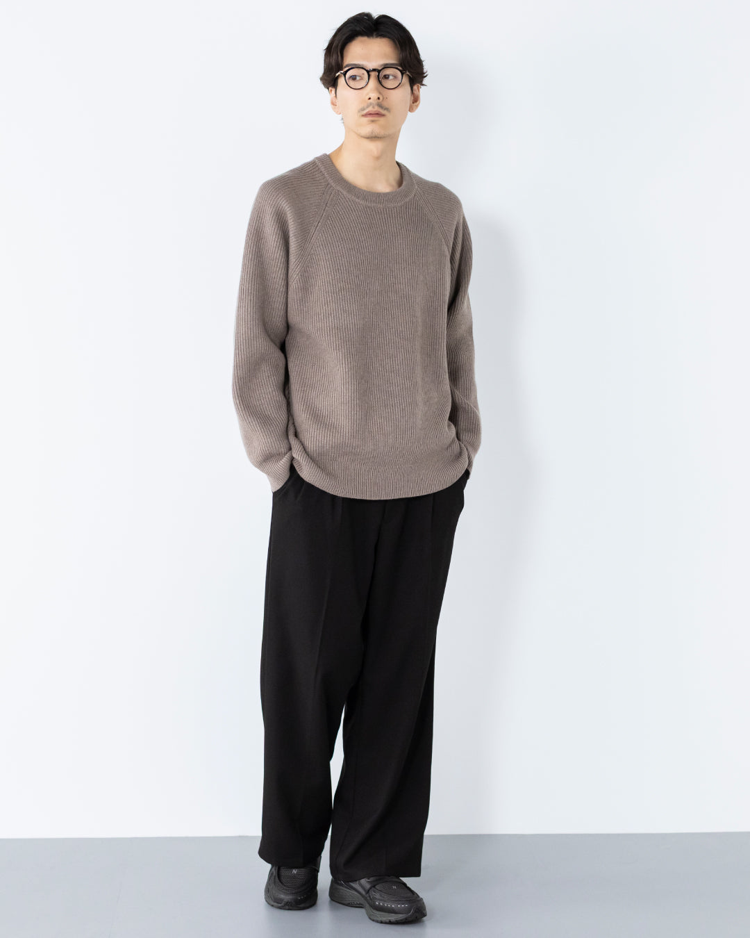 Wool Mixed Crewneck Knit -greige-