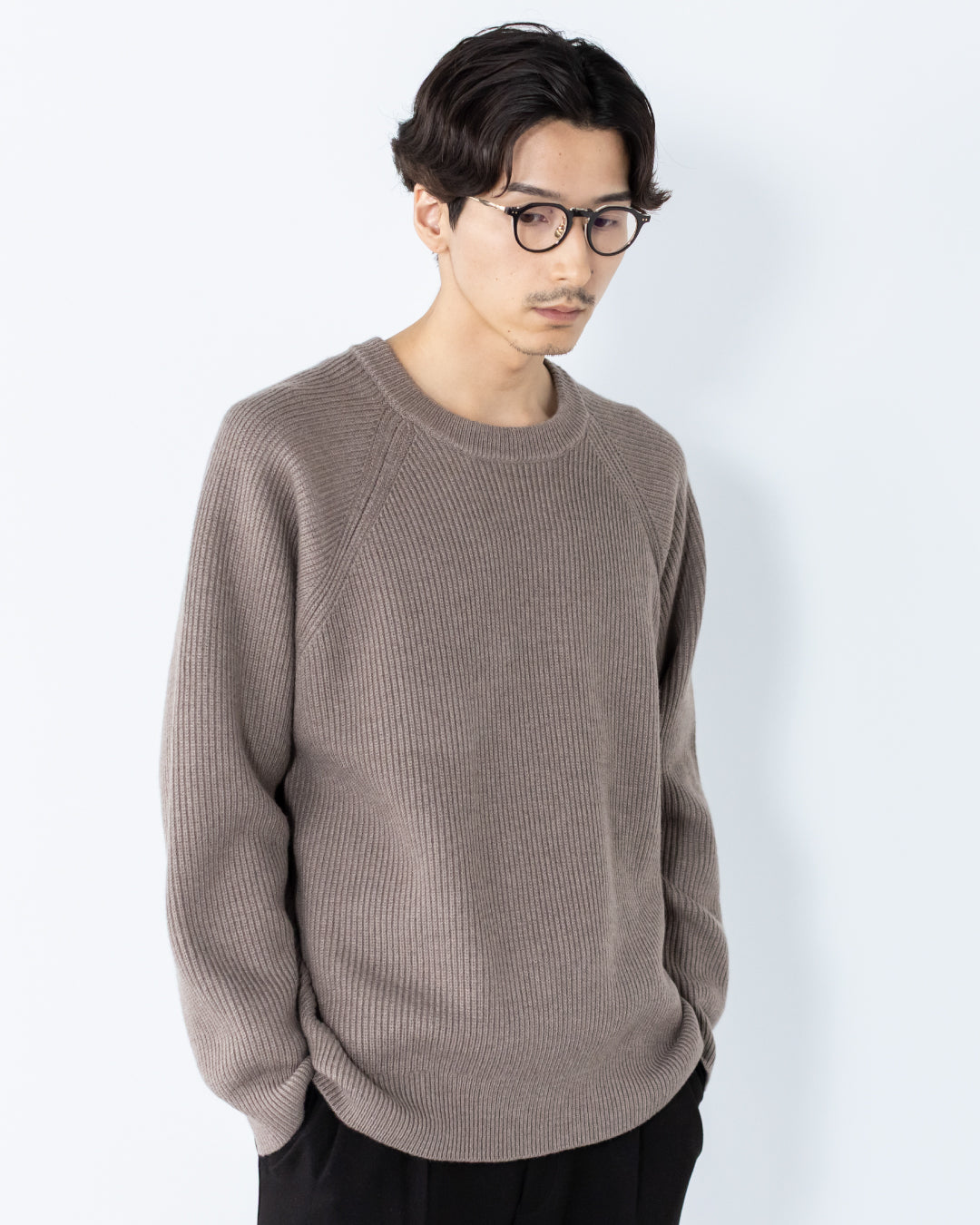 Wool Mixed Crewneck Knit -greige-