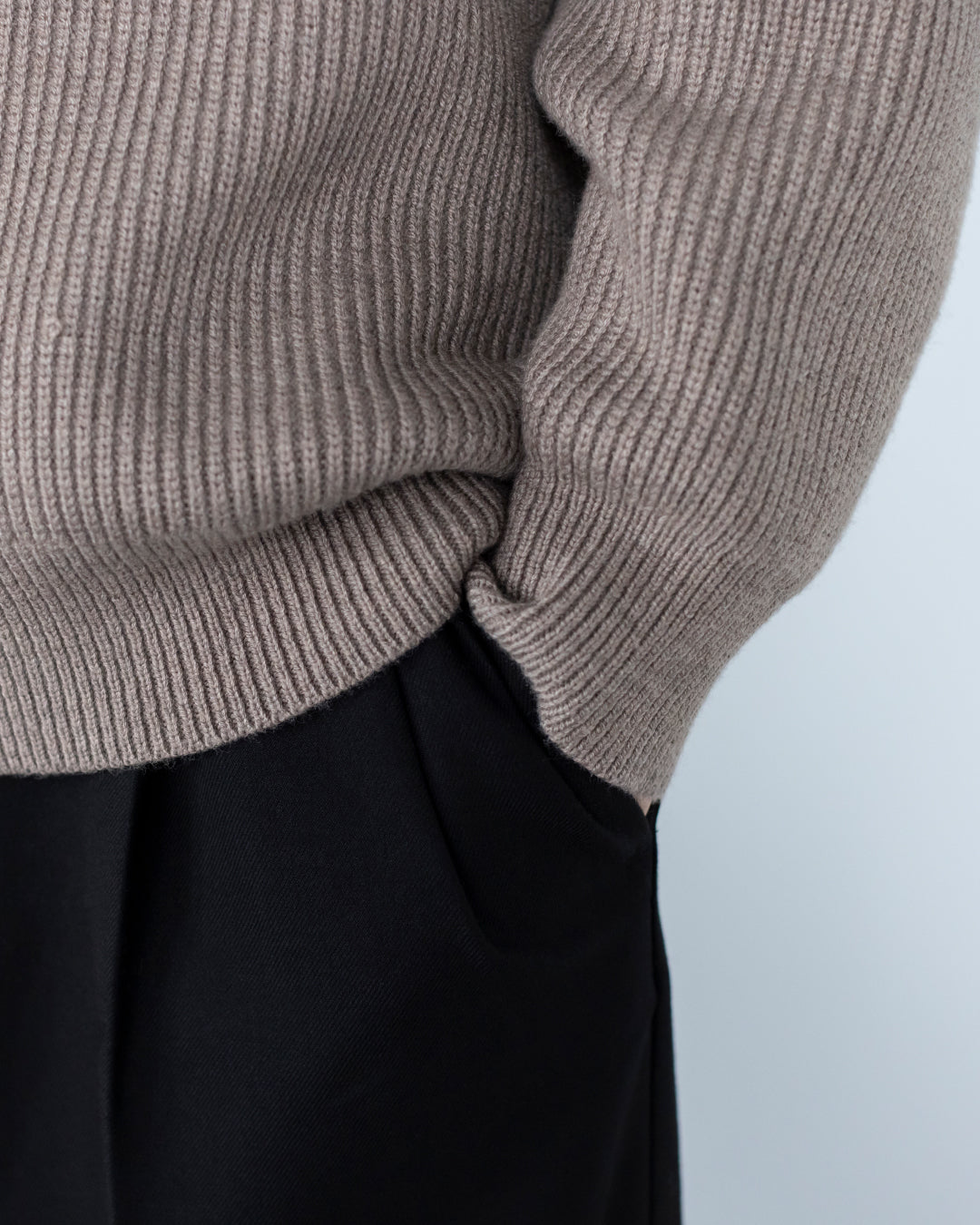 Wool Mixed Crewneck Knit -greige-