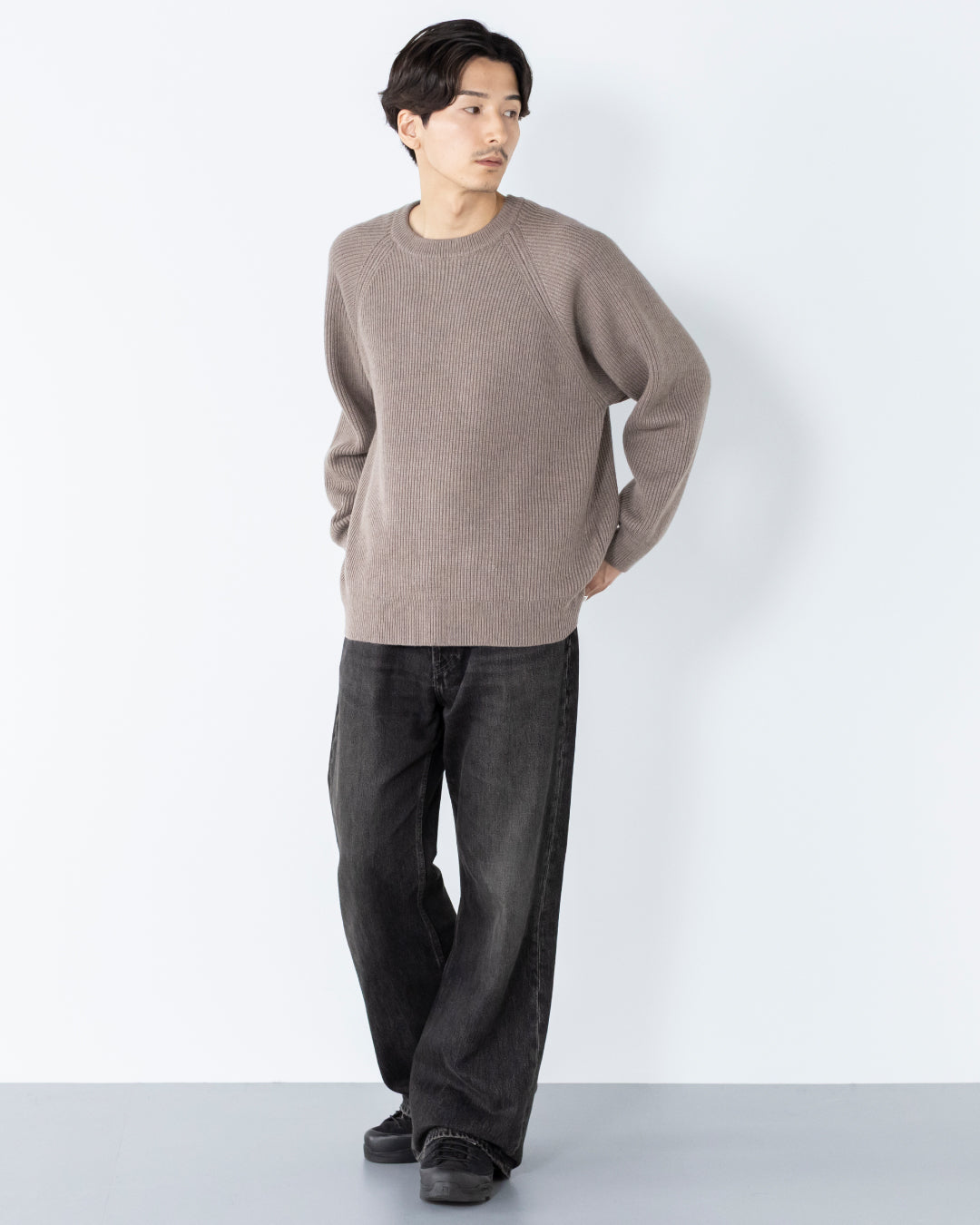 Wool Mixed Crewneck Knit -greige-