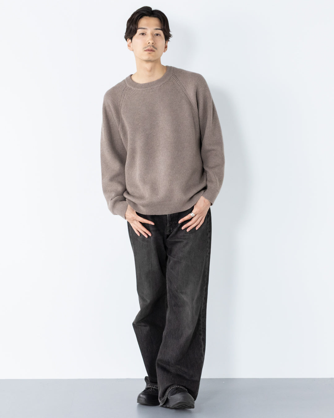 Wool Mixed Crewneck Knit -greige-