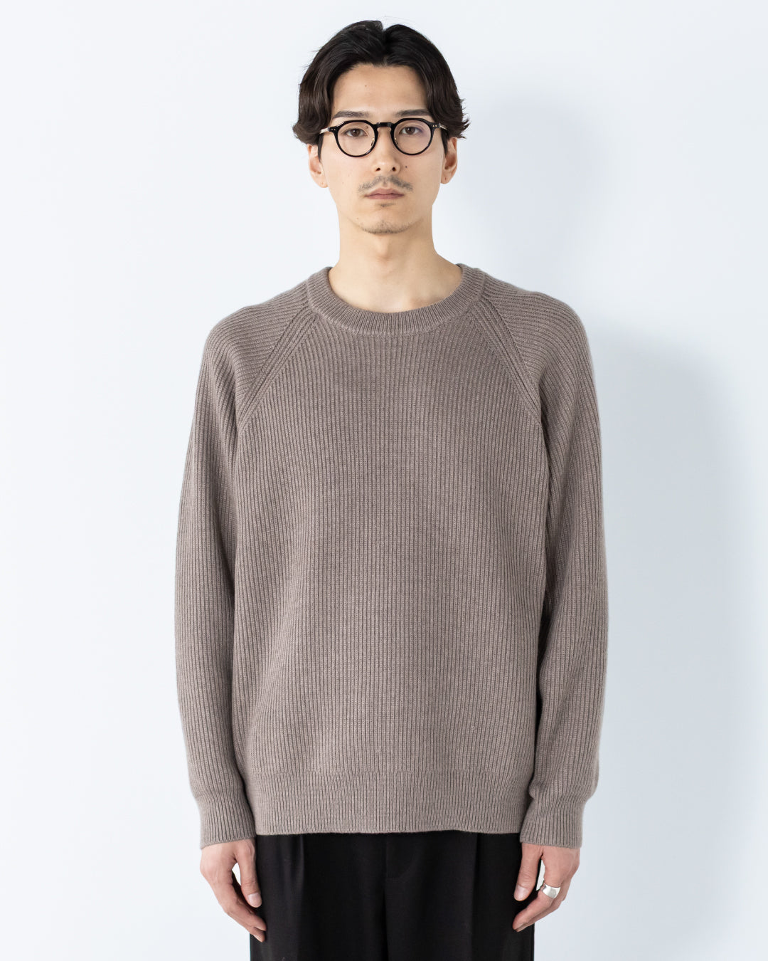 Wool Mixed Crewneck Knit -greige-