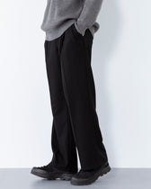 2Tuck Wide Wool Touch Slacks -black-