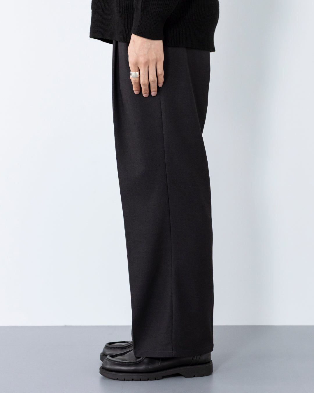 レタッチ 2Tuck Wide Slacks-gray- 2Tuck Wide Slacks-gray-