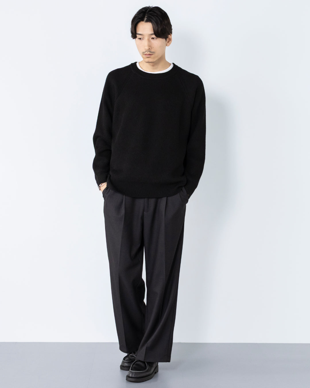 レタッチ 2Tuck Wide Slacks-gray- 2Tuck Wide Slacks-gray-