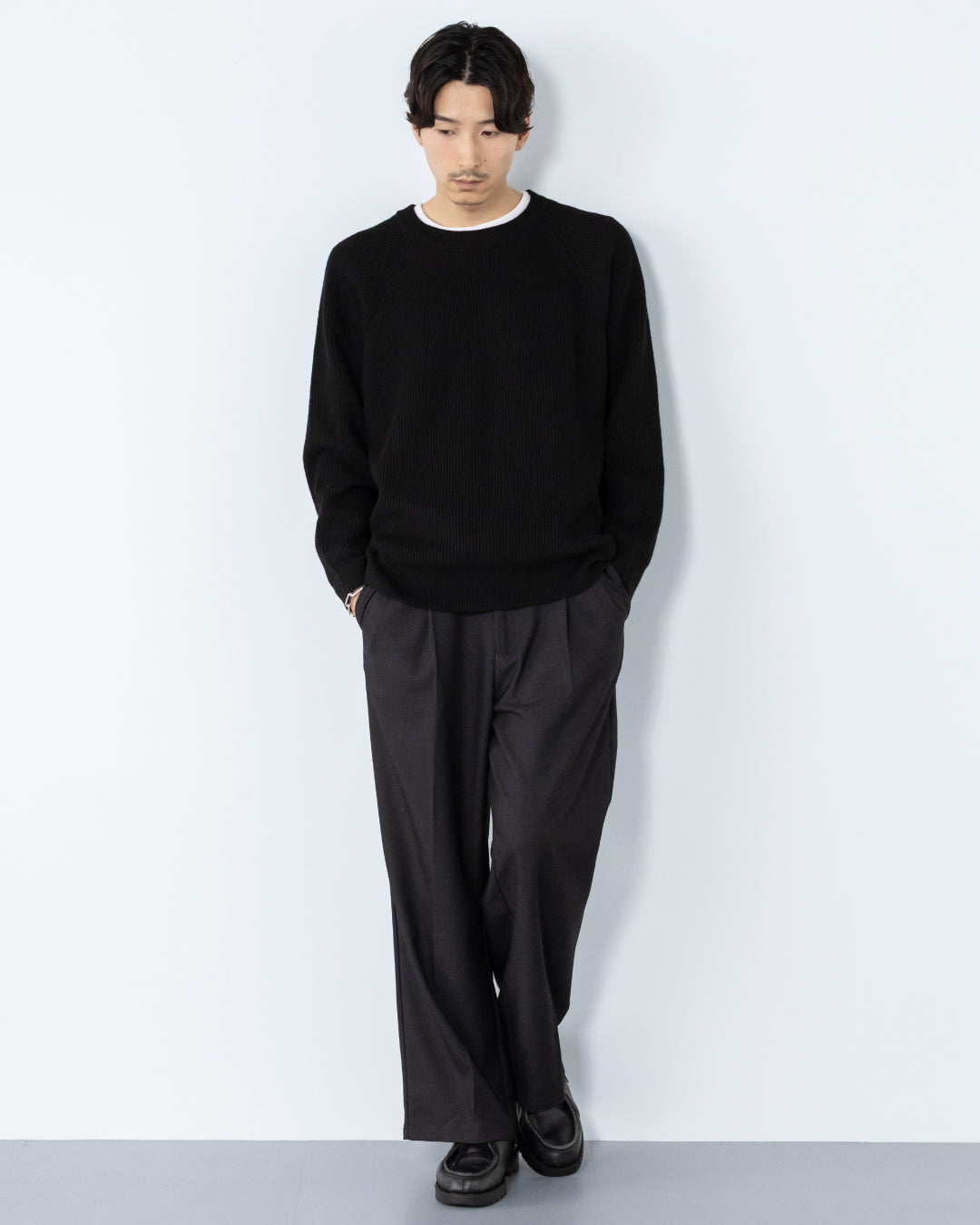 レタッチ/2Tuck Wide Wool Touch Slacks 2Tuck Wide Wool Touch Slacks -dark gray-