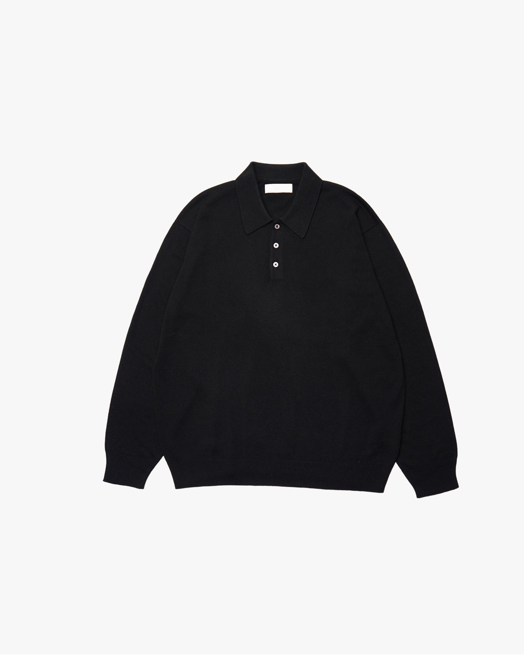 Wholegarment L/S Knit Polo -black-