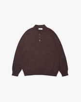 Wholegarment L/S Knit Polo -brown-