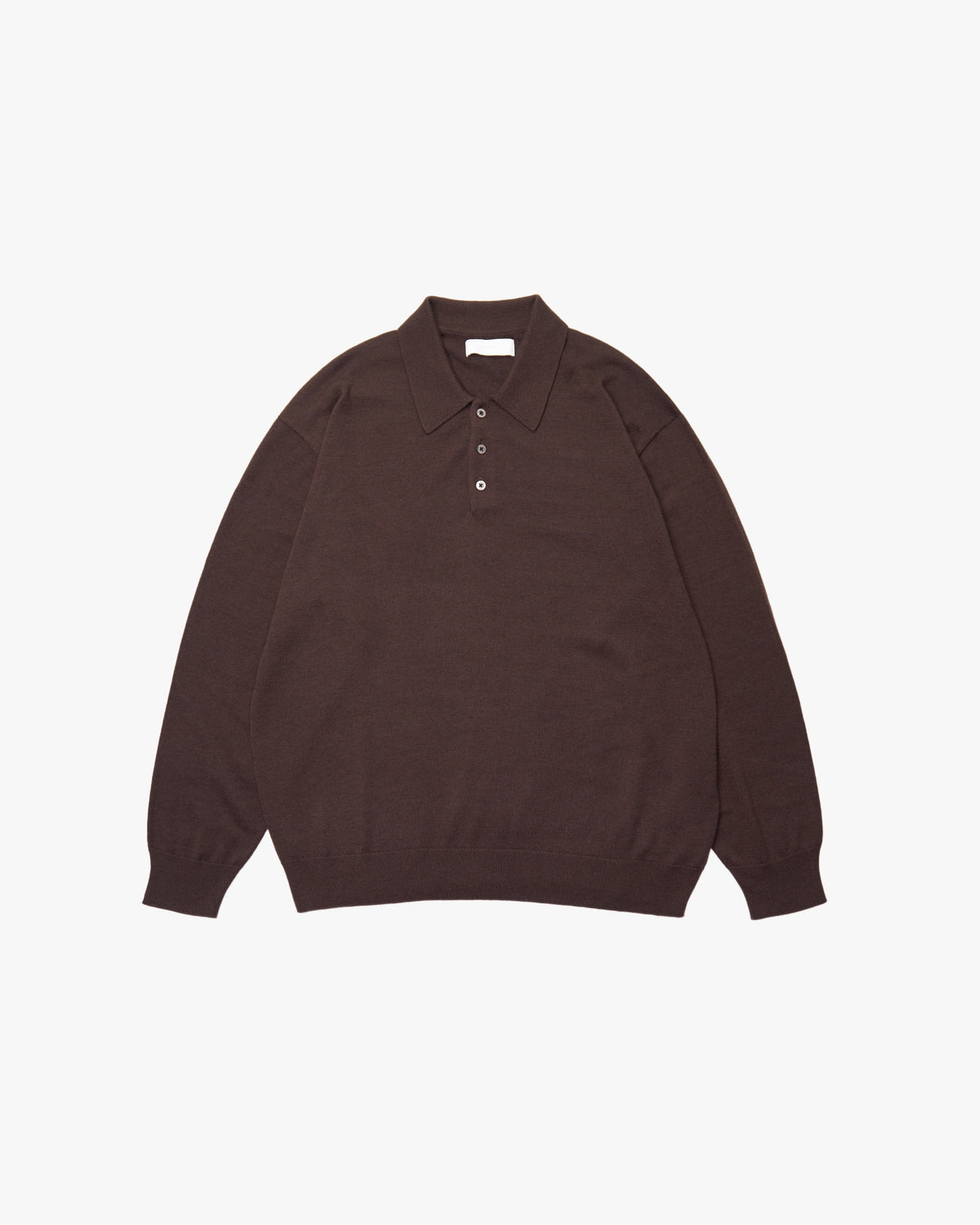 Wholegarment L/S Knit Polo -brown-