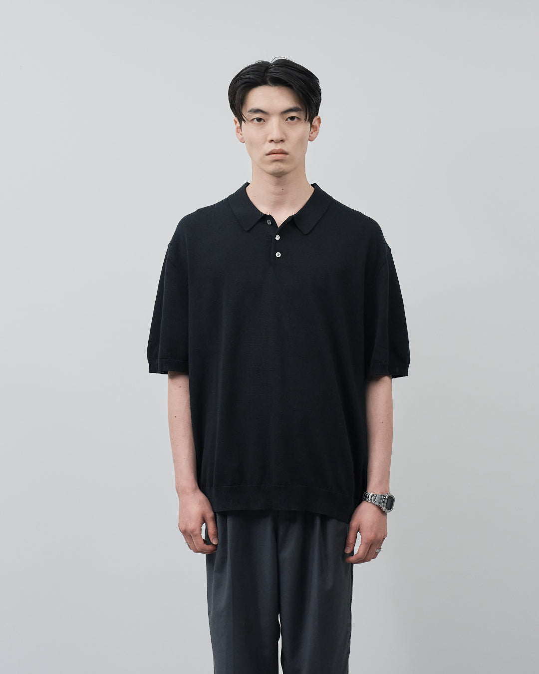 S/S Dry Knit Polo -black-