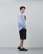 1Tuck Wide Easy Half Slacks -black-