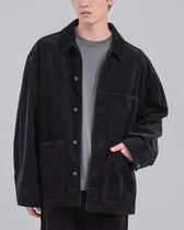 Relaxed Fit Corduroy Jacket -black-
