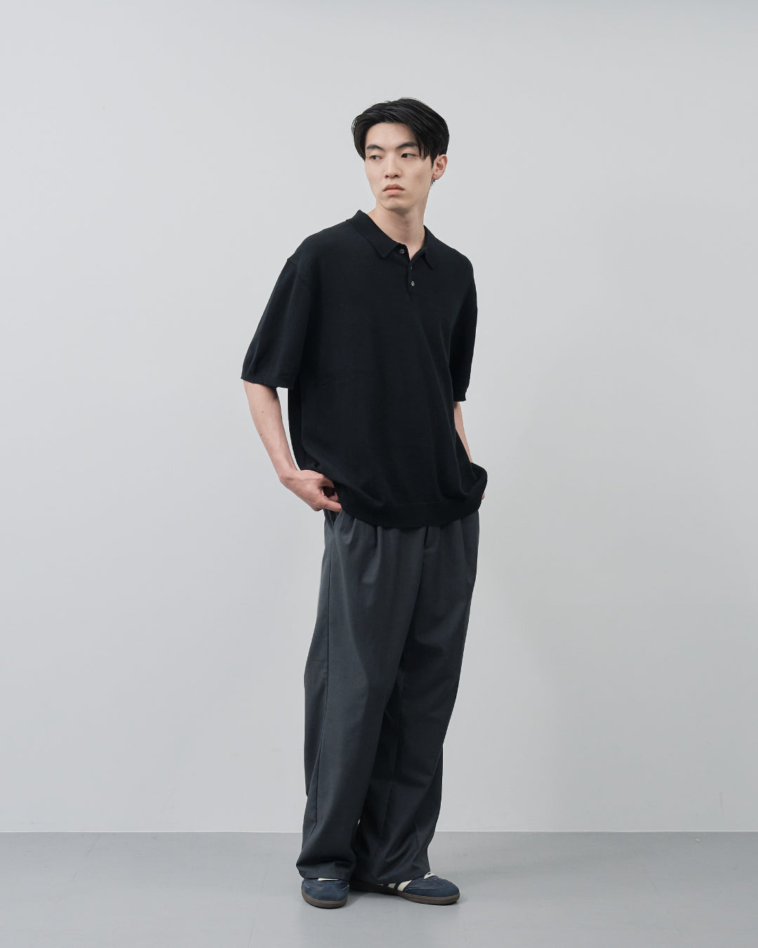 S/S Dry Knit Polo -black-