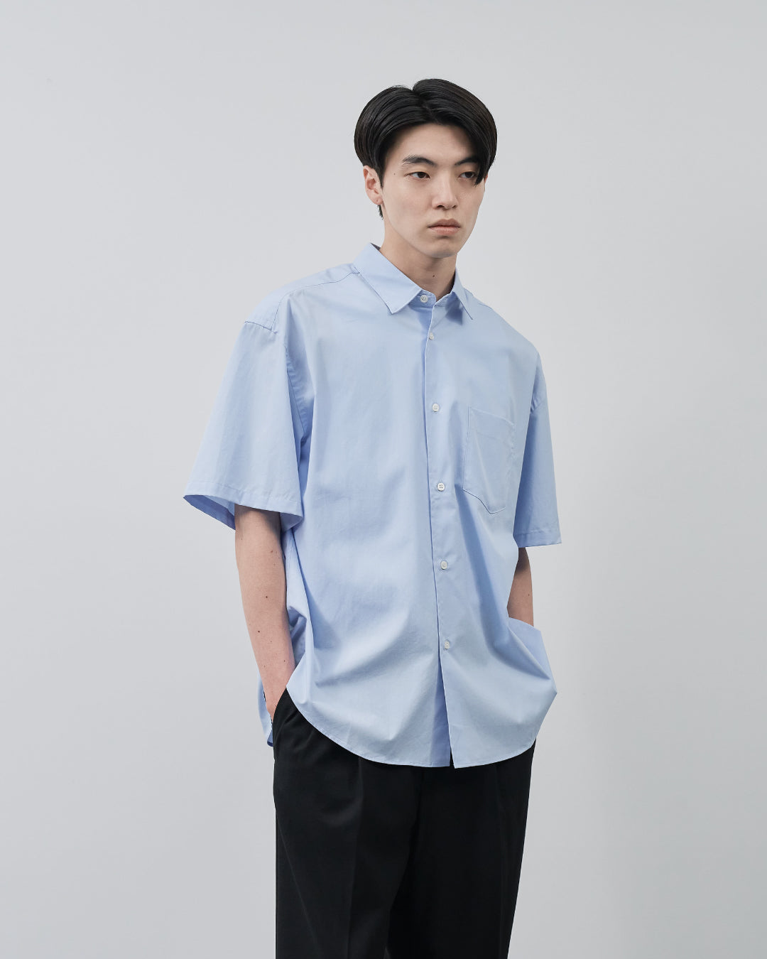 Relaxed Fit S/S Regular Collar Shirt -saxe blue-