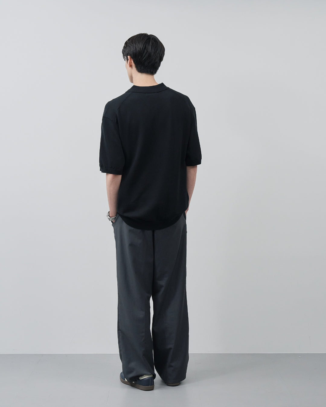 S/S Dry Knit Polo -black-